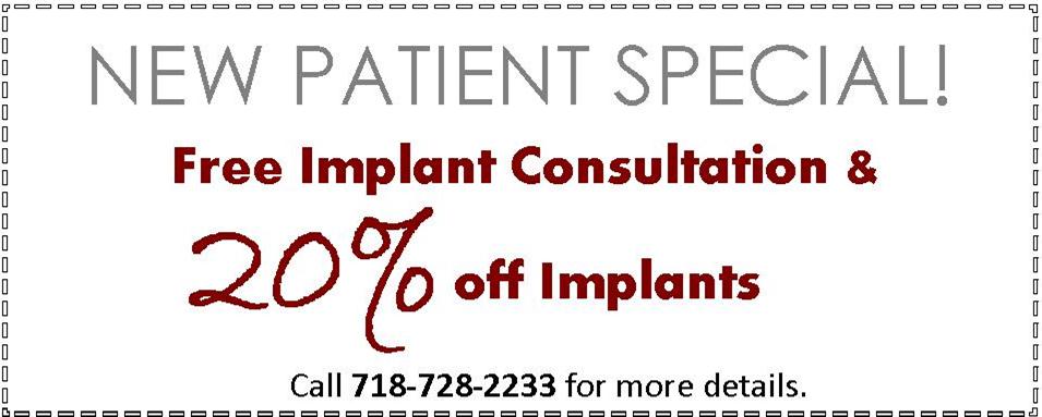 Click to download and click New Patient Coupon for a free dental implant consult and 20 percent dental implant discount